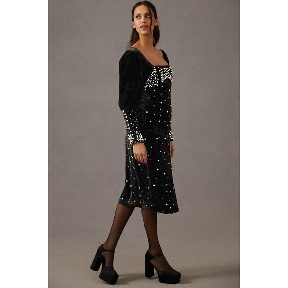 Anthropologie Maeve Embellished Velvet Dress - New - Size XXS - Picture 4 of 7